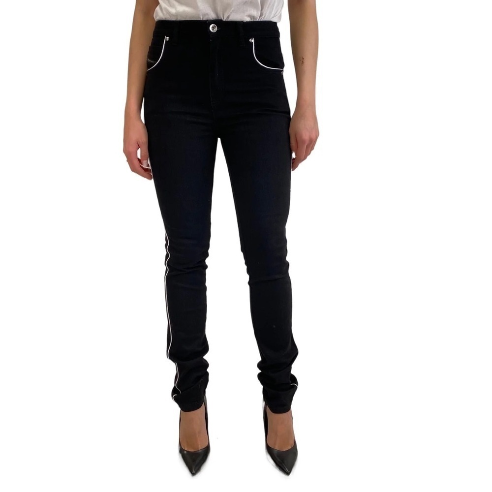 Diesel Black Gold Skinny Jeans Black Fade with Contrast Trim Sz 26